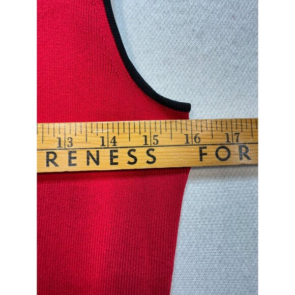BCBGMAXAZRIA Knit Tank Top Womens M Red Sleeveless Scoop Neck Side Slit Casual - Picture 6 of 8